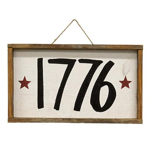 1776 Primitive Wood Framed Hanging Sign - Image 2