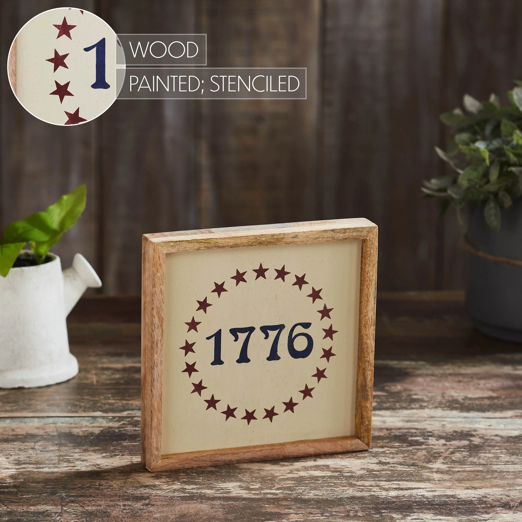 1776 Stars 7" Americana Wooden Sign - Image 3