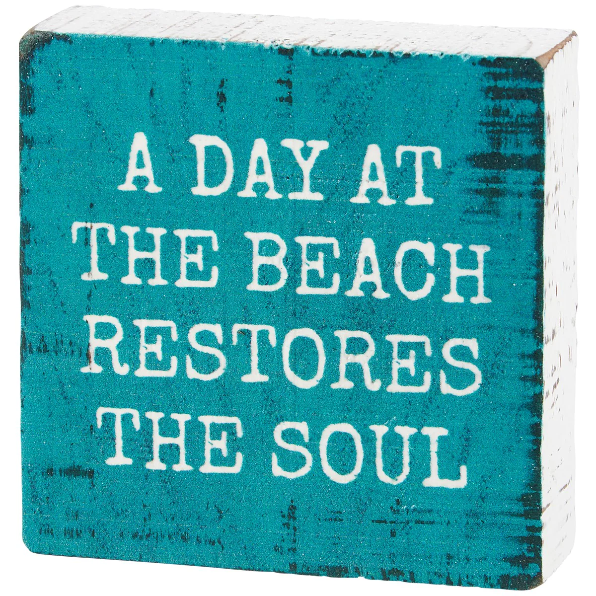 A Day At The Beach Restores The Soul Small Block Sign