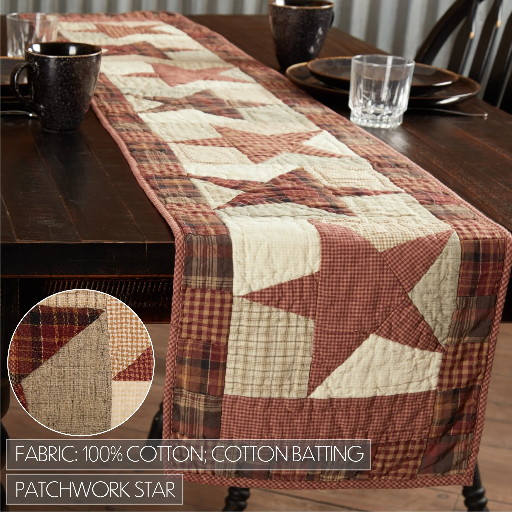 Abilene Star Quilted 72" Table Runner - Image 2