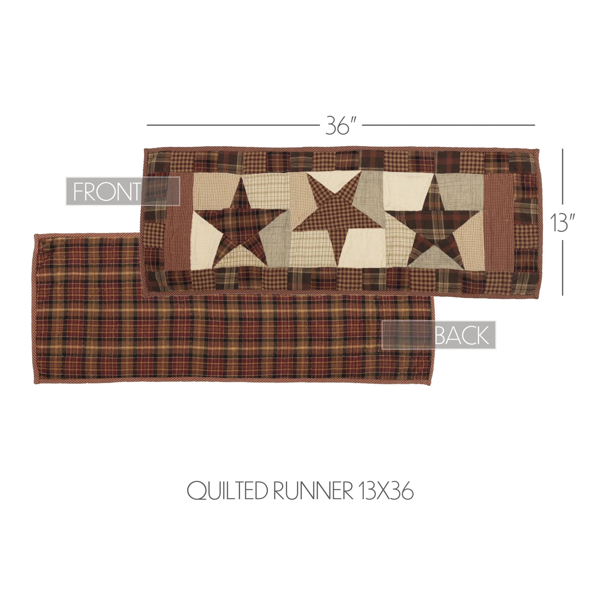 Abilene Star Quilted Table Runner 13" x 36" - Image 3