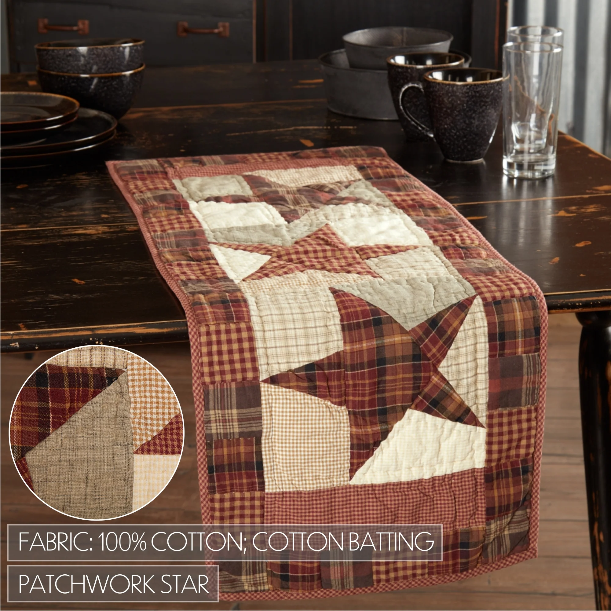Abilene Star Quilted Table Runner 13" x 36" - Image 6
