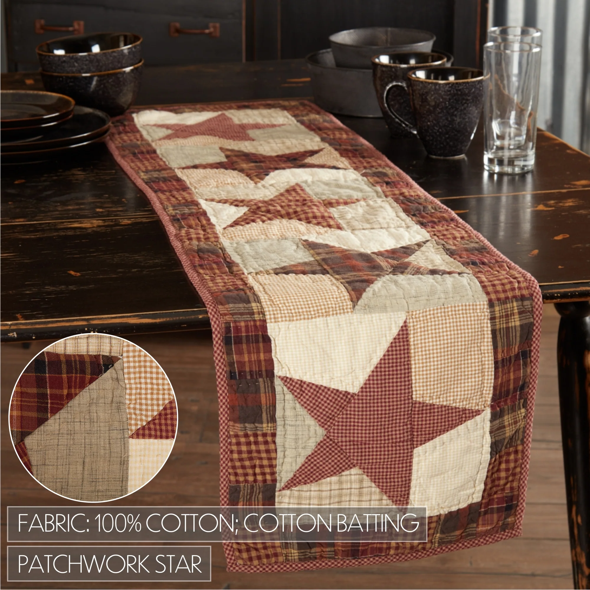 Abilene Star Quilted Table Runner 13'' x 48'' - Image 6