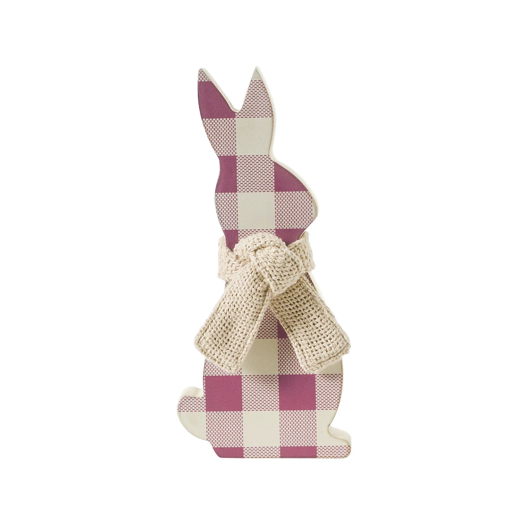 All Ears Lavender Check Bunny In Burlap Scarf 8" Sitter - Image 2