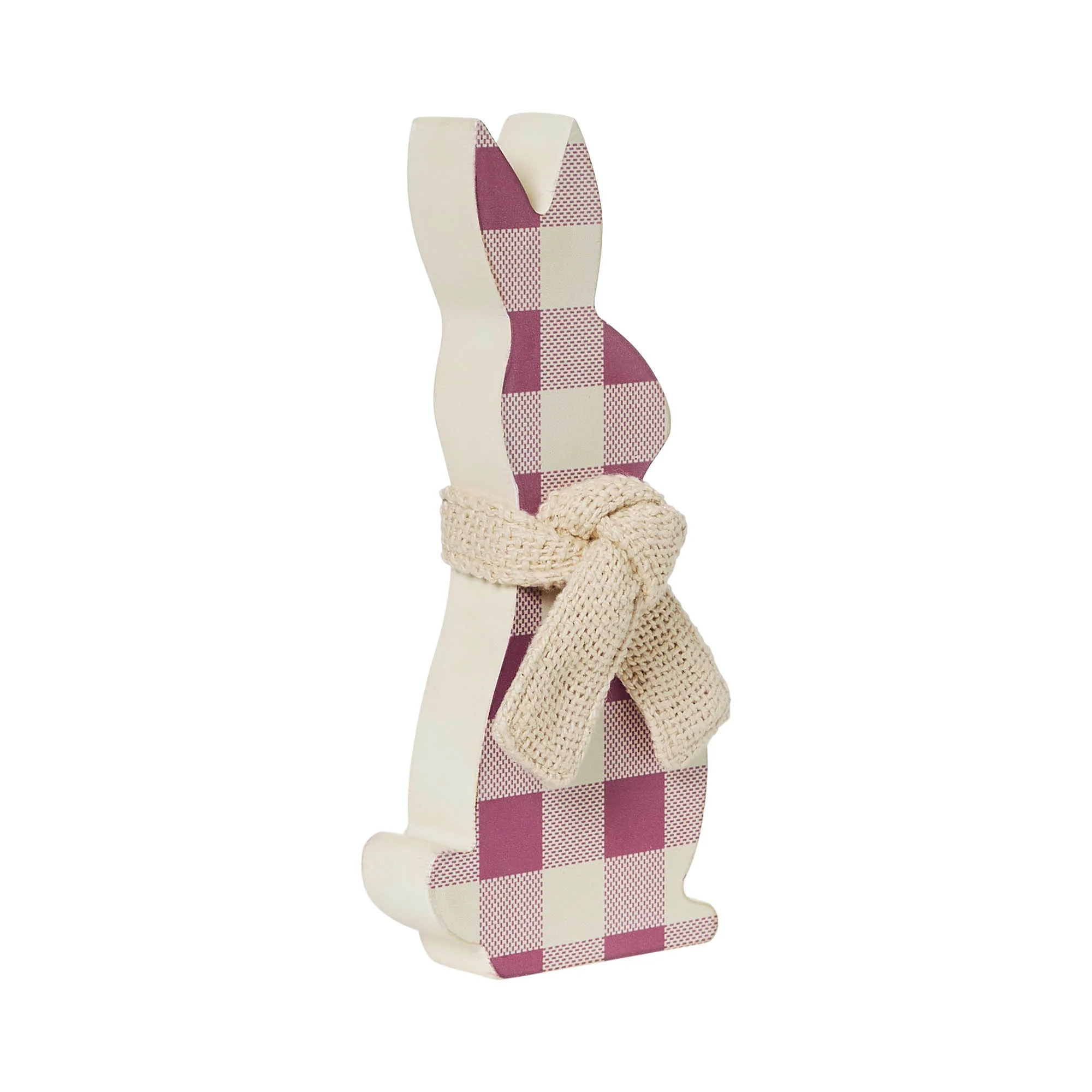 All Ears Lavender Check Bunny In Burlap Scarf 8" Sitter - Image 3