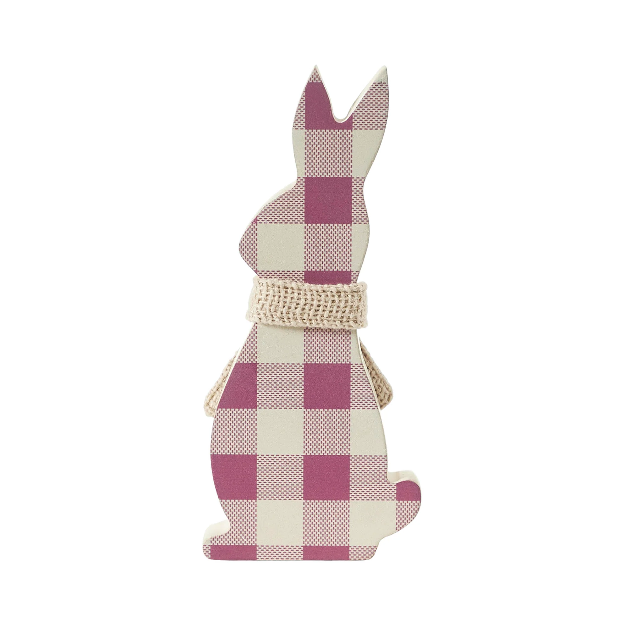 All Ears Lavender Check Bunny In Burlap Scarf 8" Sitter - Image 4