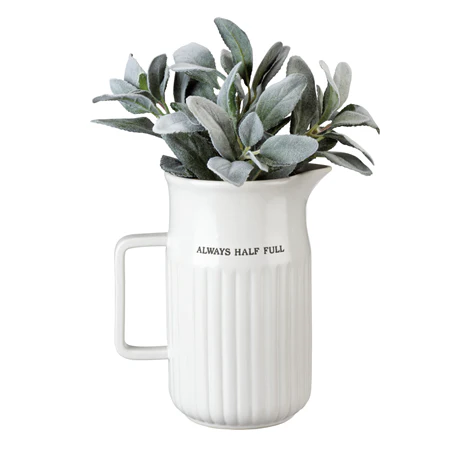Surprise Me Sale 🤭 Always Half Full White Farmhouse Pitcher