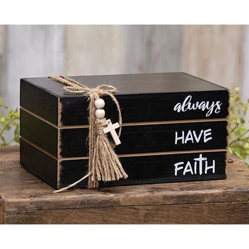 Always Have Faith Wooden Faux Book Stack - Image 2