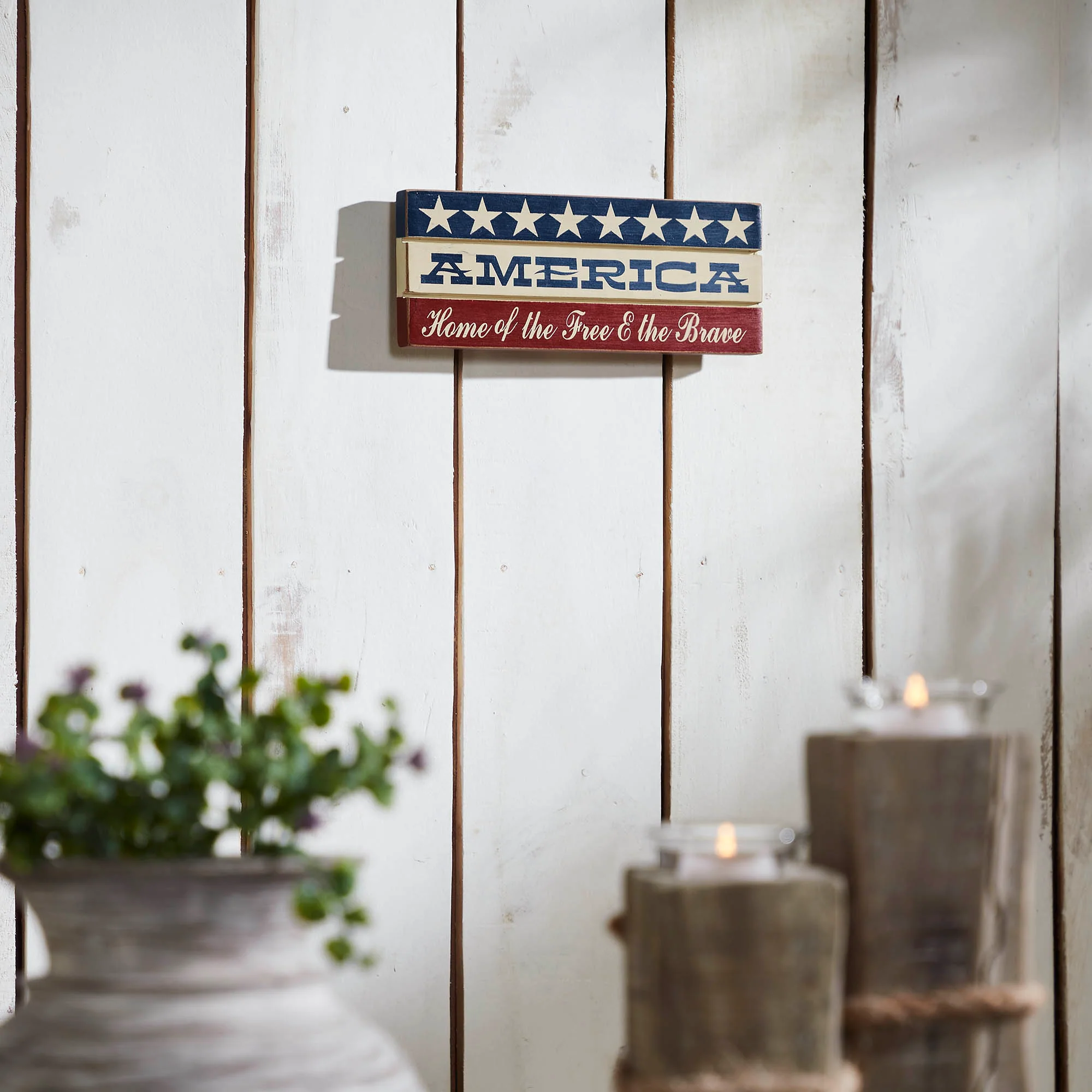 AMERICA Home Of The Free And The Brave Wooden Sign - Image 2