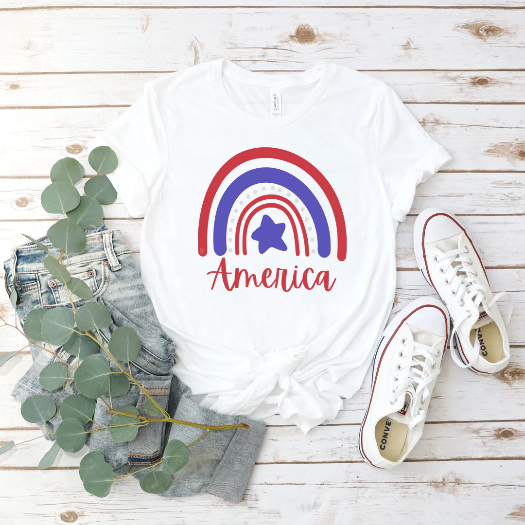 ๐ America Rainbow T-Shirt - ๐ 4th of July Collection