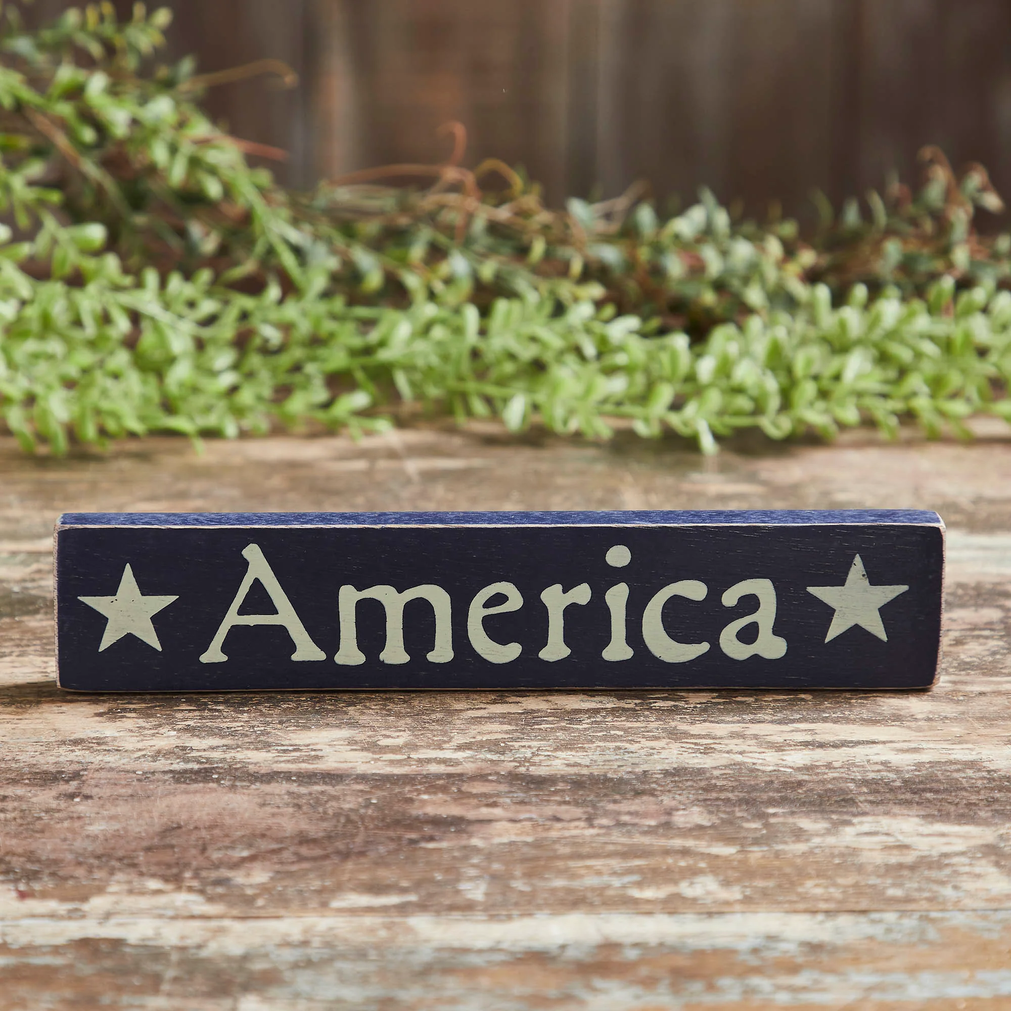 America Stars 9" Blue Wooden Sign