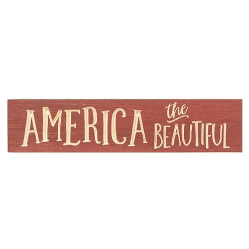 America the Beautiful 24" Barn Red Engraved Sign