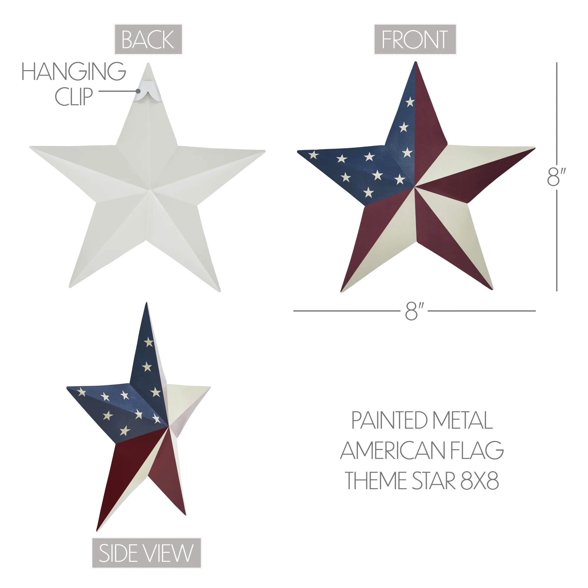 American Flag 8" Metal Star - Image 5