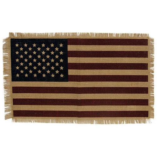 ๐ American Flag Burlap Fringed Placemat