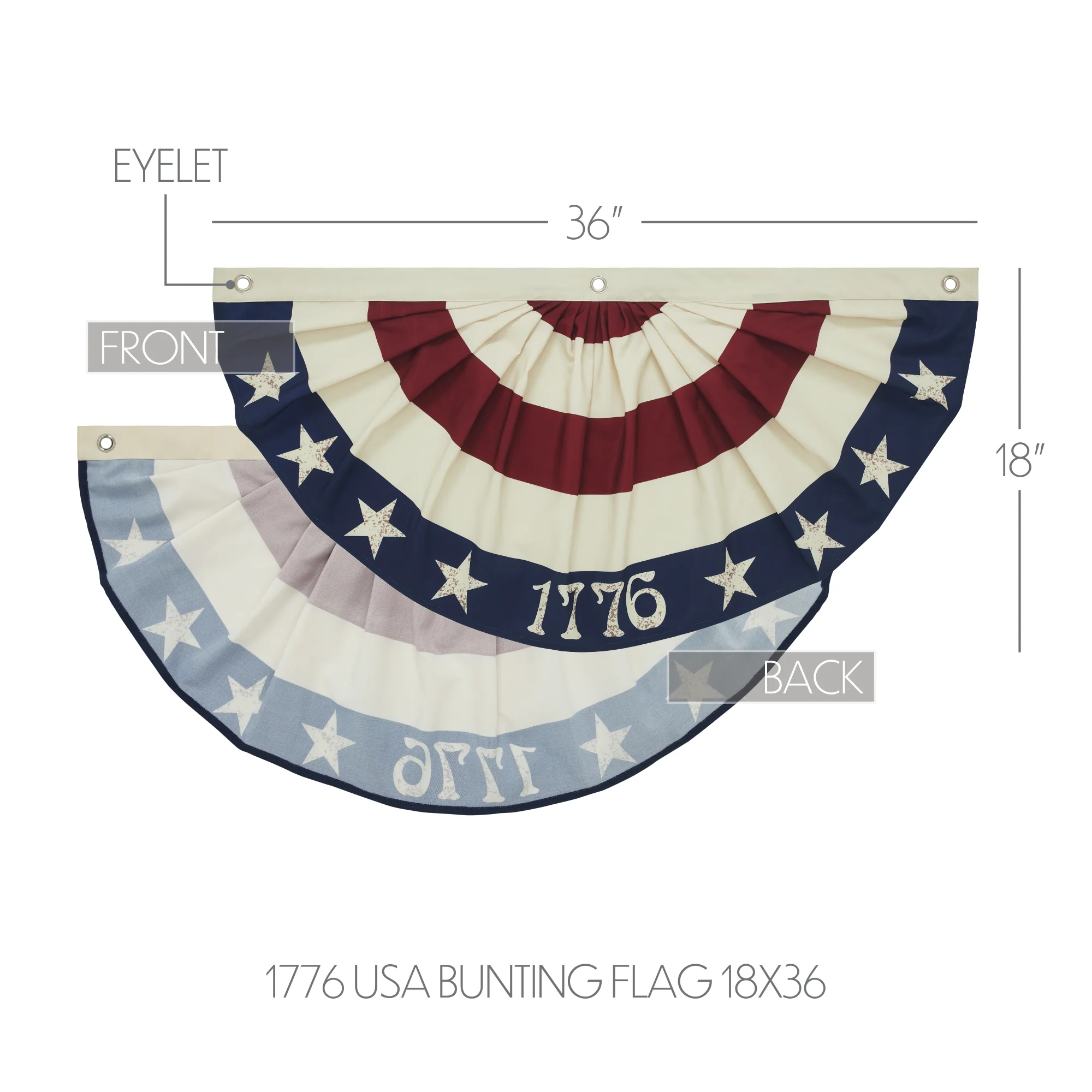 DAY 5 ❤️🫐 20 RED WHITE + BLUEBERRY DAYS Americana 1776 USA Bunting Flag 18" x 36" - Image 4