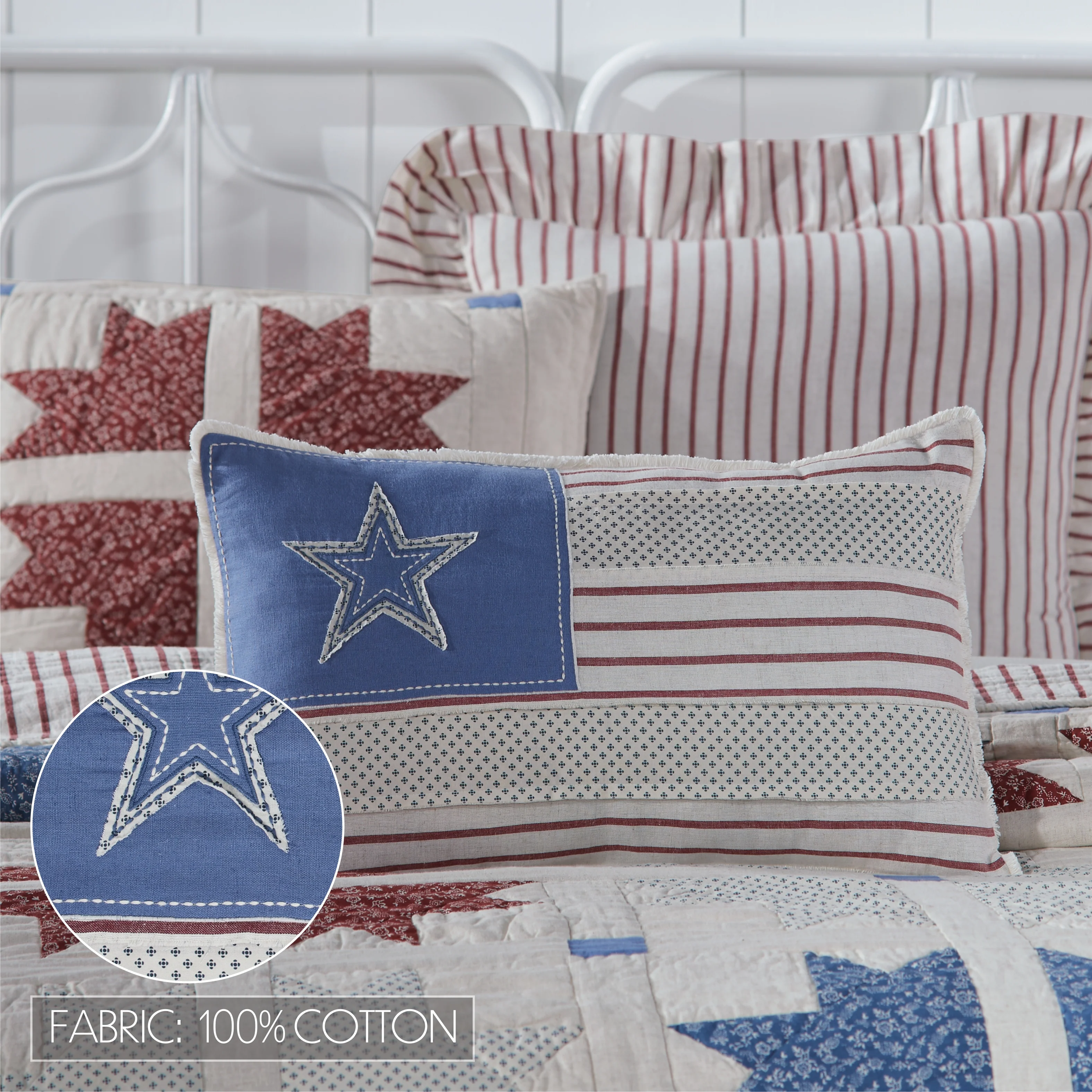 Americana Celebration Patchwork Flag 22" Pillow - Image 2