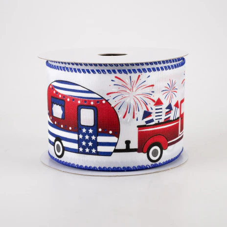 Americana Fireworks Truck & Camper Ribbon 2.5" x 10 Yards - Image 2
