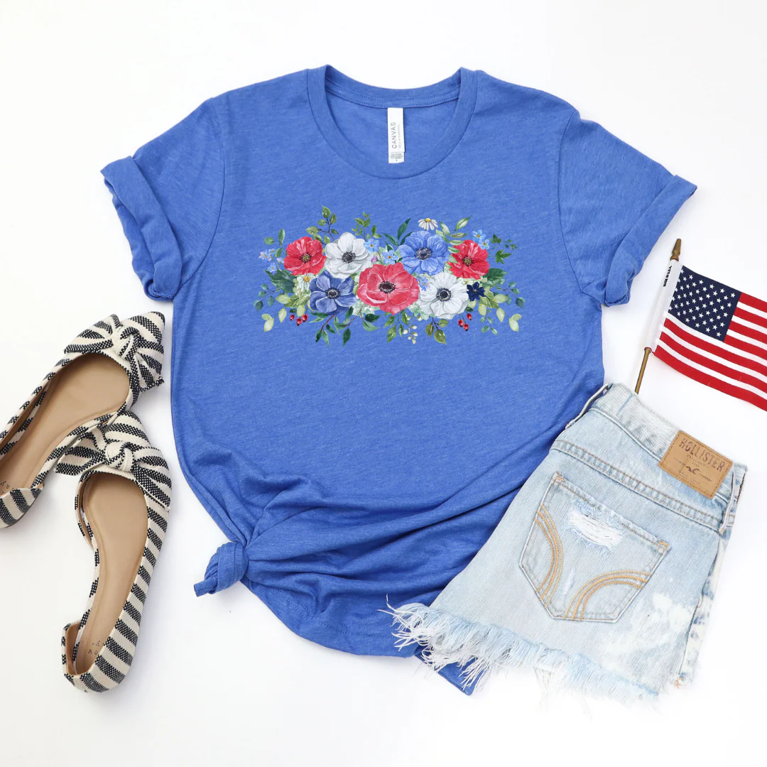 ๐ Red White and Blue Poppies T-Shirt - Image 4