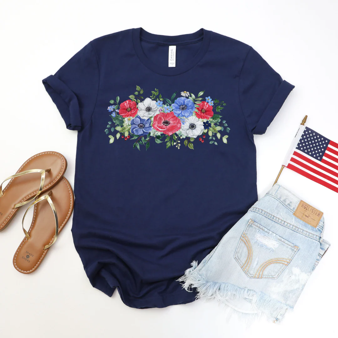 ๐ Red White and Blue Poppies T-Shirt - Image 5