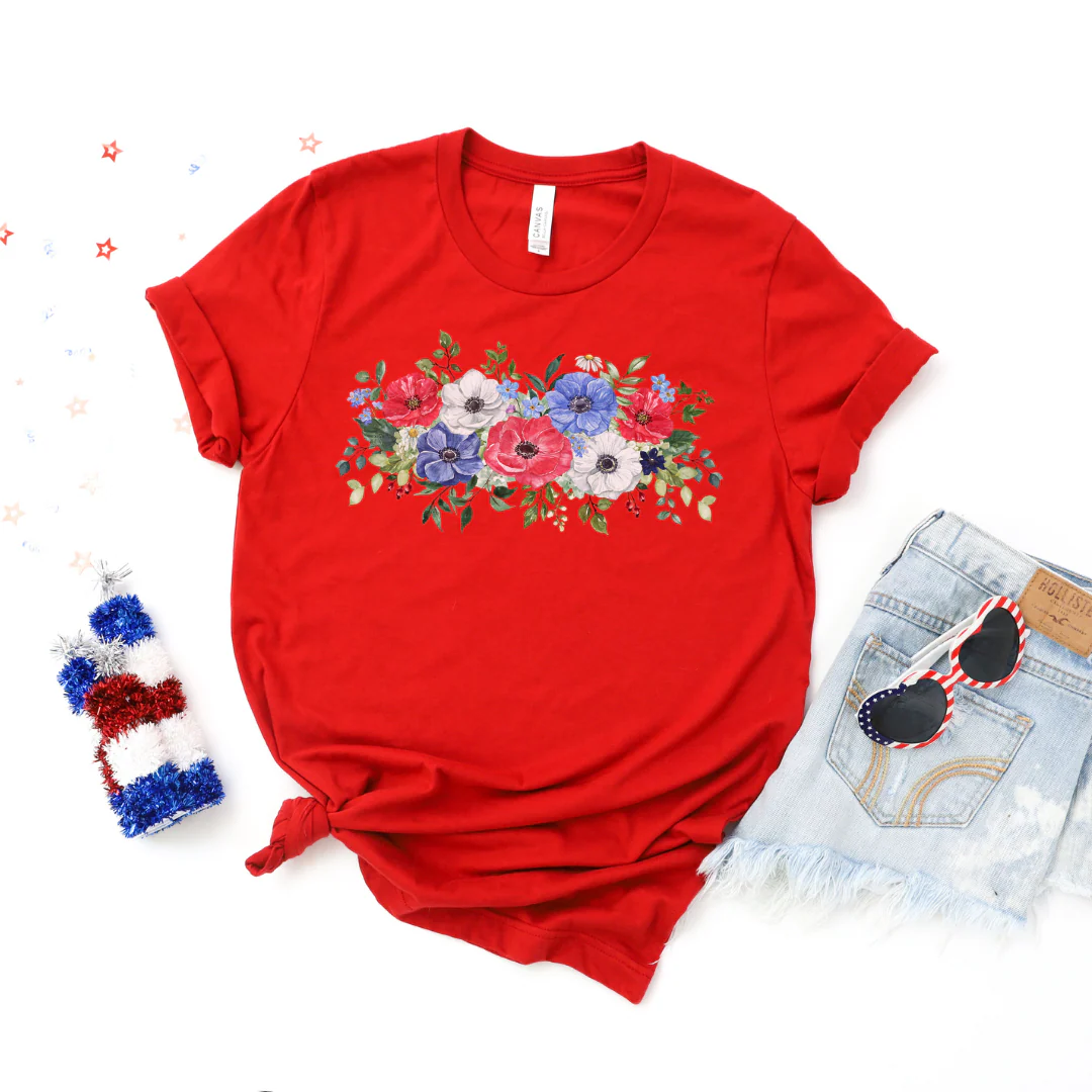 ๐ Red White and Blue Poppies T-Shirt - Image 7