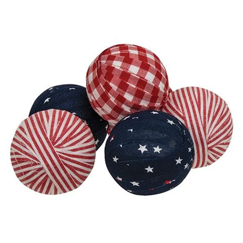 Americana Gingham Rag Balls Set of 6 - Image 2