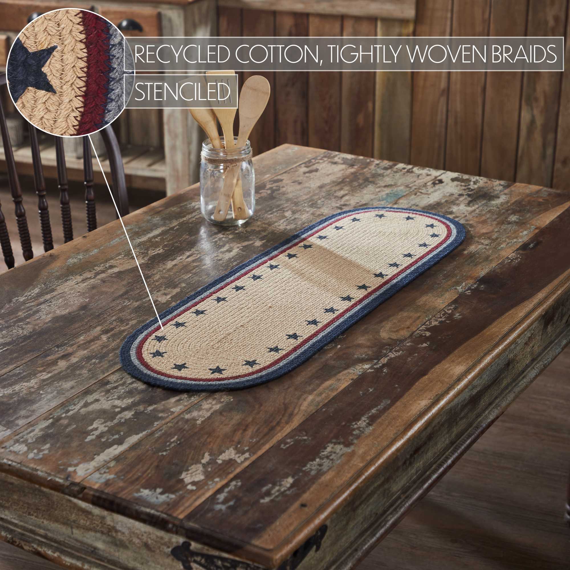 Americana My Country Stencil Stars 36" Oval Table Runner - Image 2