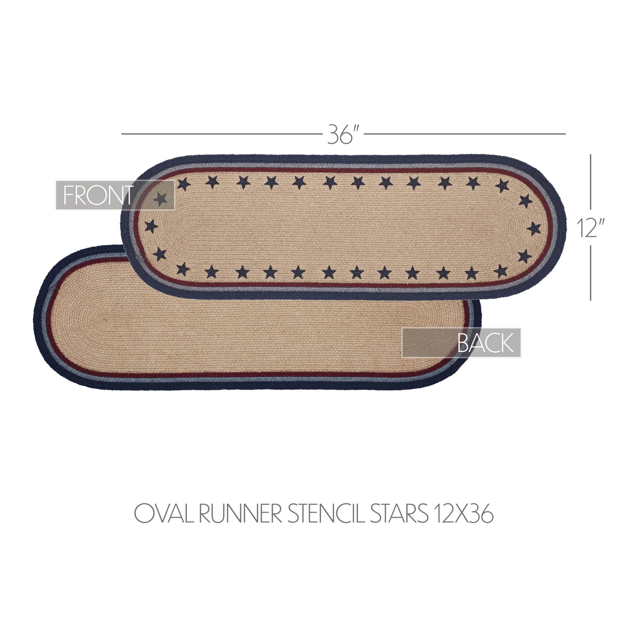 Americana My Country Stencil Stars 36" Oval Table Runner - Image 5