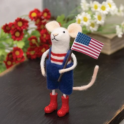 Americana Party Mr Mouse Felted Ornament - Image 2