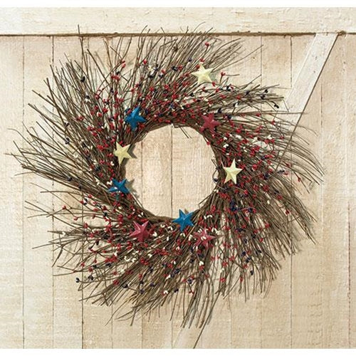 Americana Pip Berry Sunburst 24" Twig Wreath, 24"