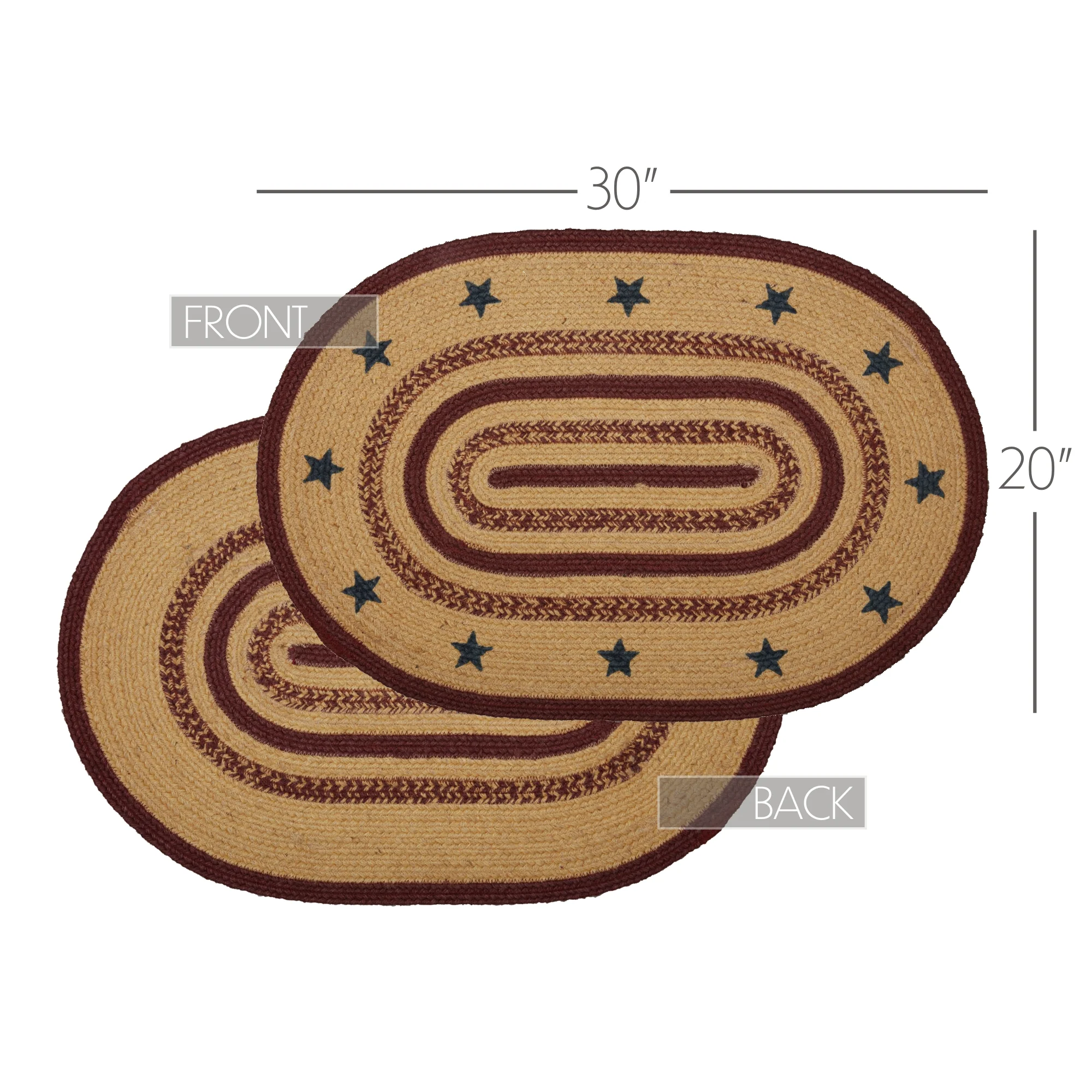 Americana Potomac With Stencil Stars Jute 30" Oval Rug - Image 4