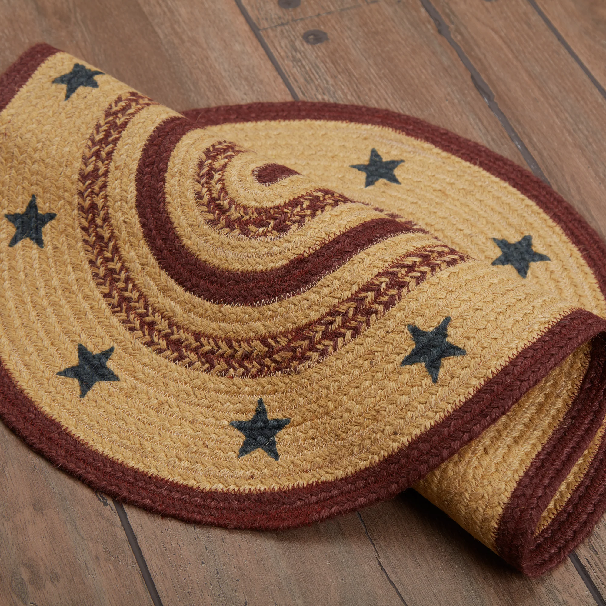 Americana Potomac With Stencil Stars Jute 30" Oval Rug - Image 8