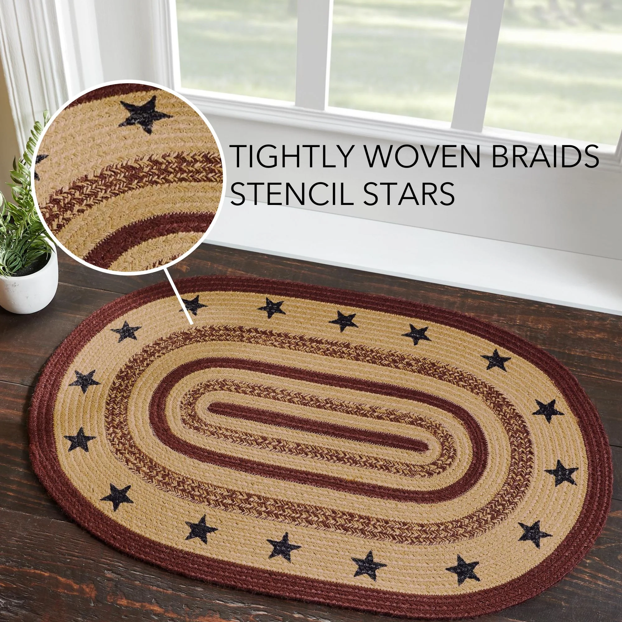Americana Potomac With Stencil Stars Jute 36" Oval Rug - Image 2
