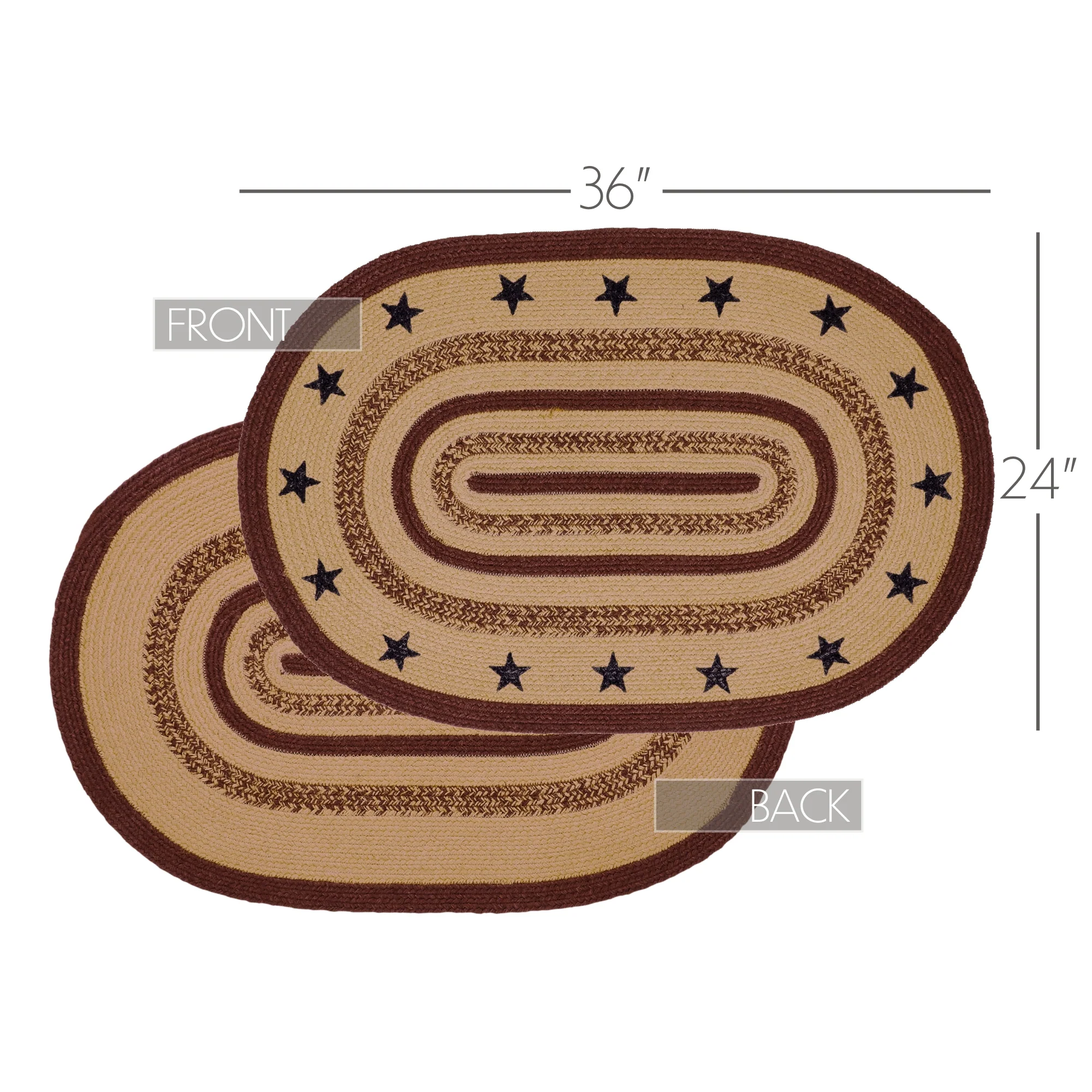 Americana Potomac With Stencil Stars Jute 36" Oval Rug - Image 5
