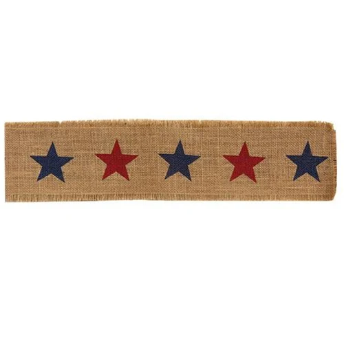 Americana Star Burlap Ribbon 4.5" x 10 feet - Image 2