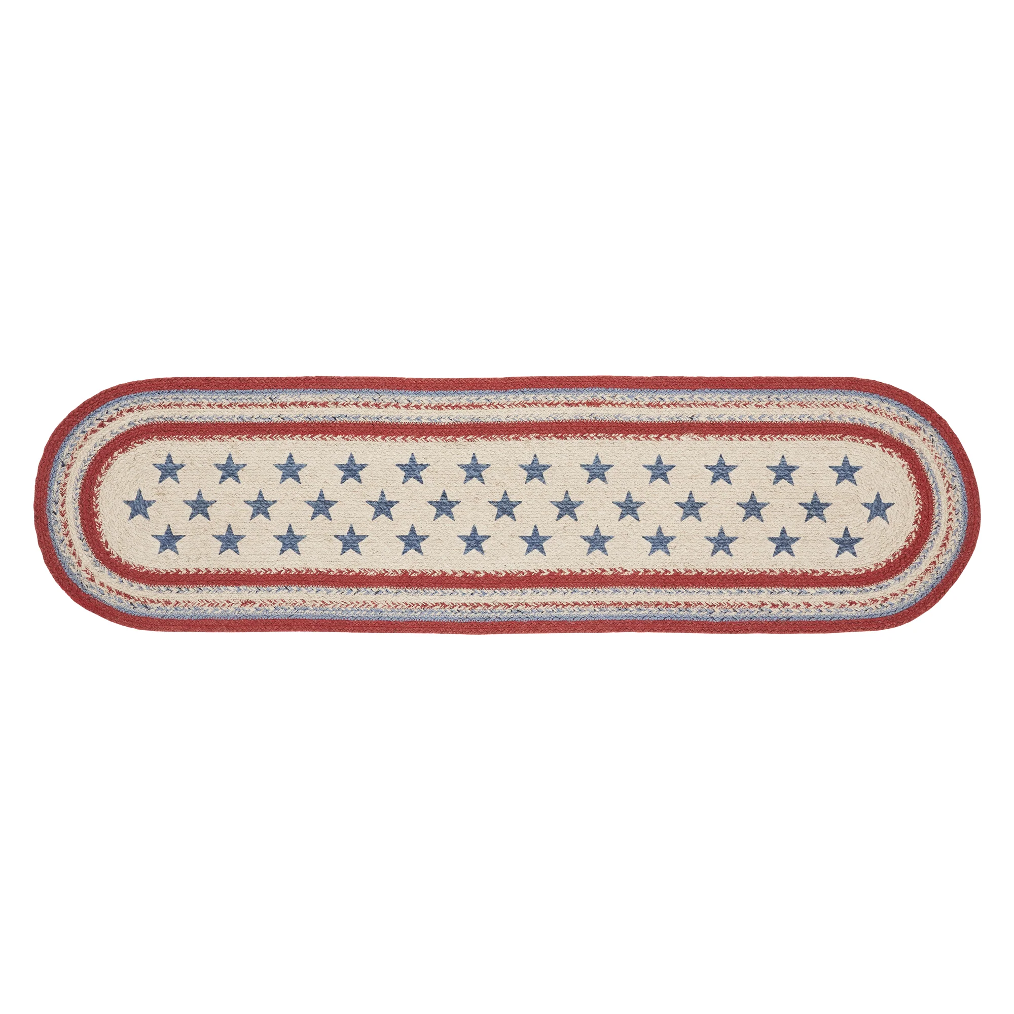 Americana Stars and Stripes 48" Jute Oval Runner - Image 2