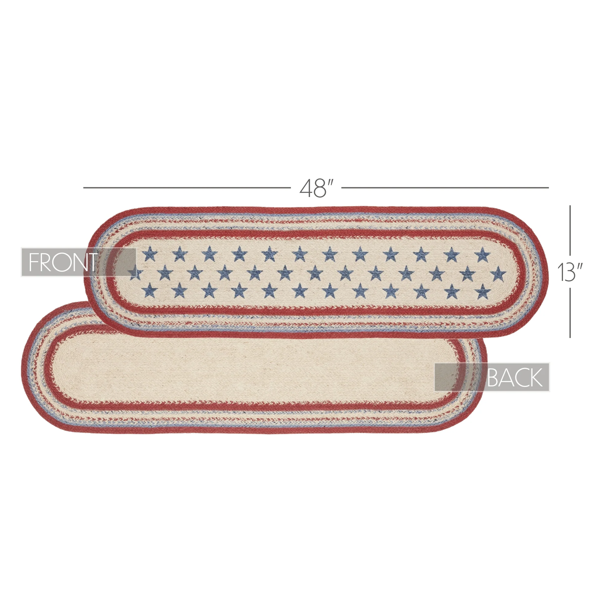 Americana Stars and Stripes 48" Jute Oval Runner - Image 3