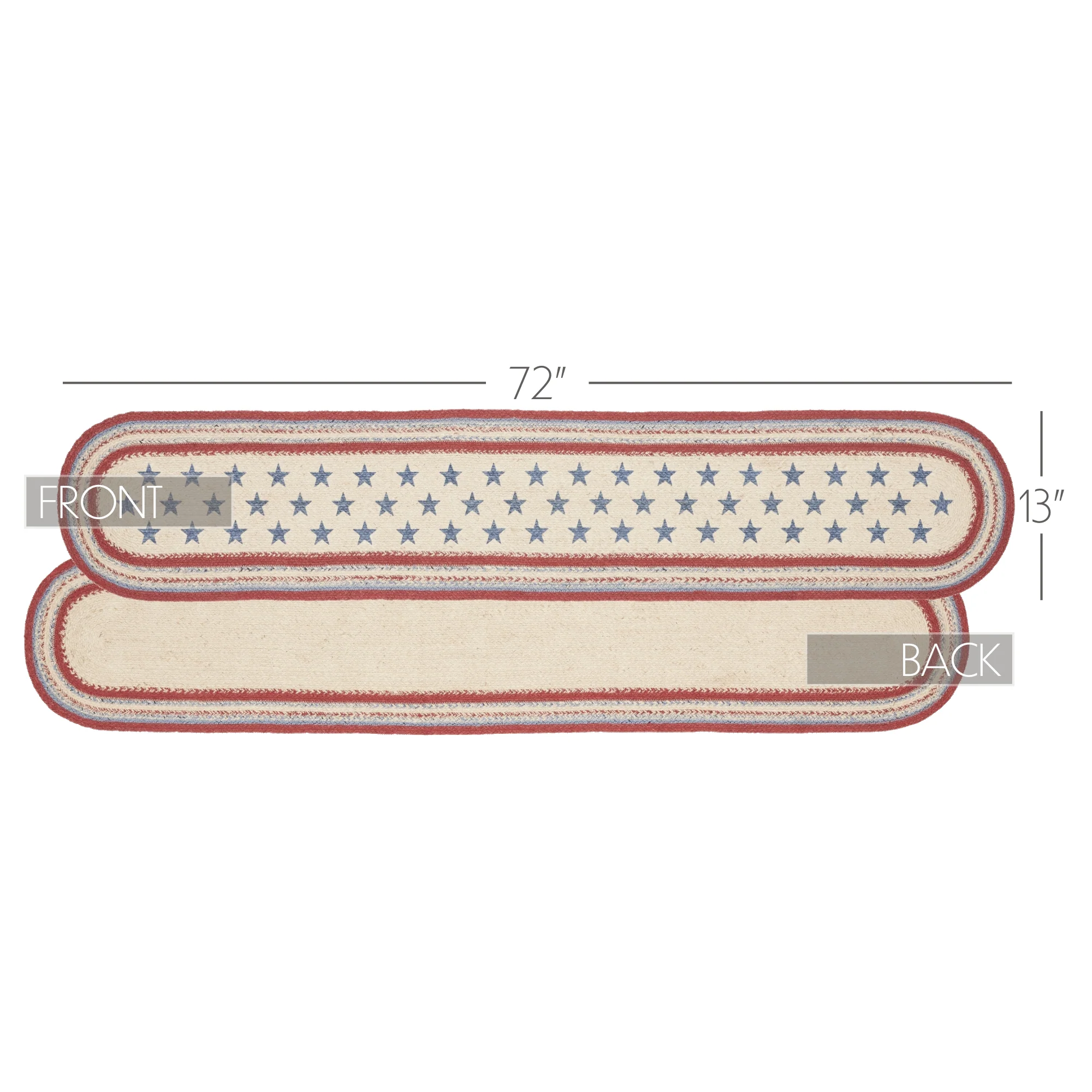 Americana Stars and Stripes 72" Jute Oval Runner - Image 2