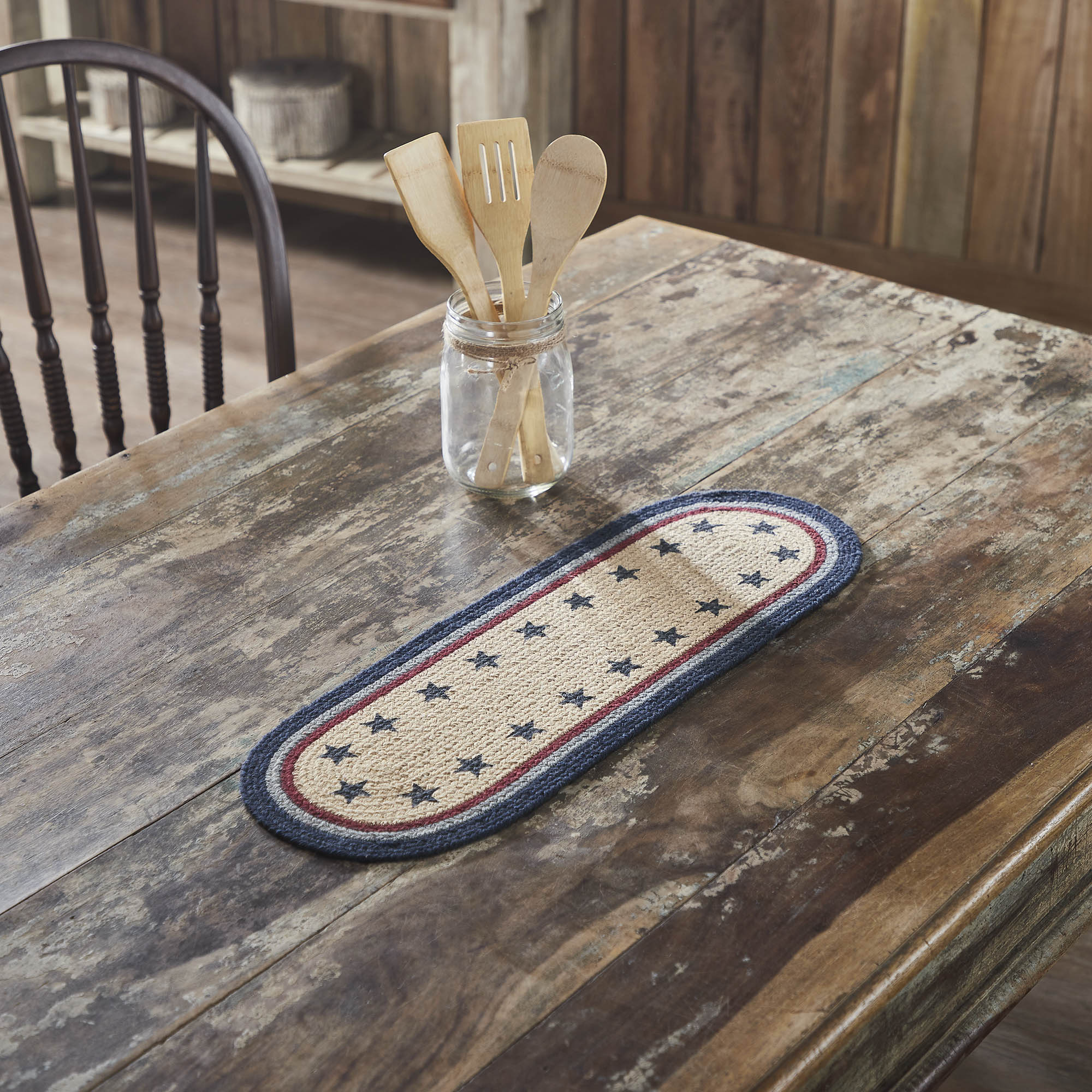 Americana Stars and Stripes Oval 24" Table Runner