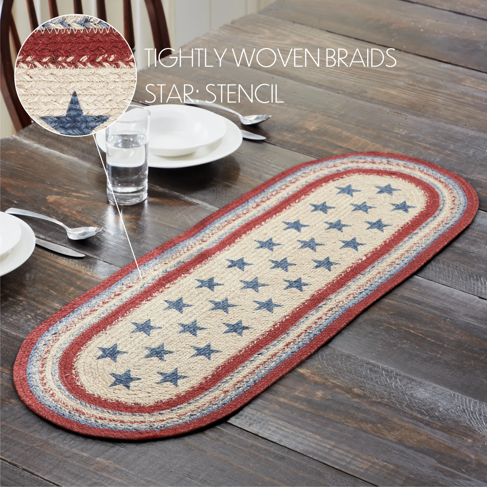 Americana Stars Celebration Jute Oval Runner 13" x 36" - Image 5