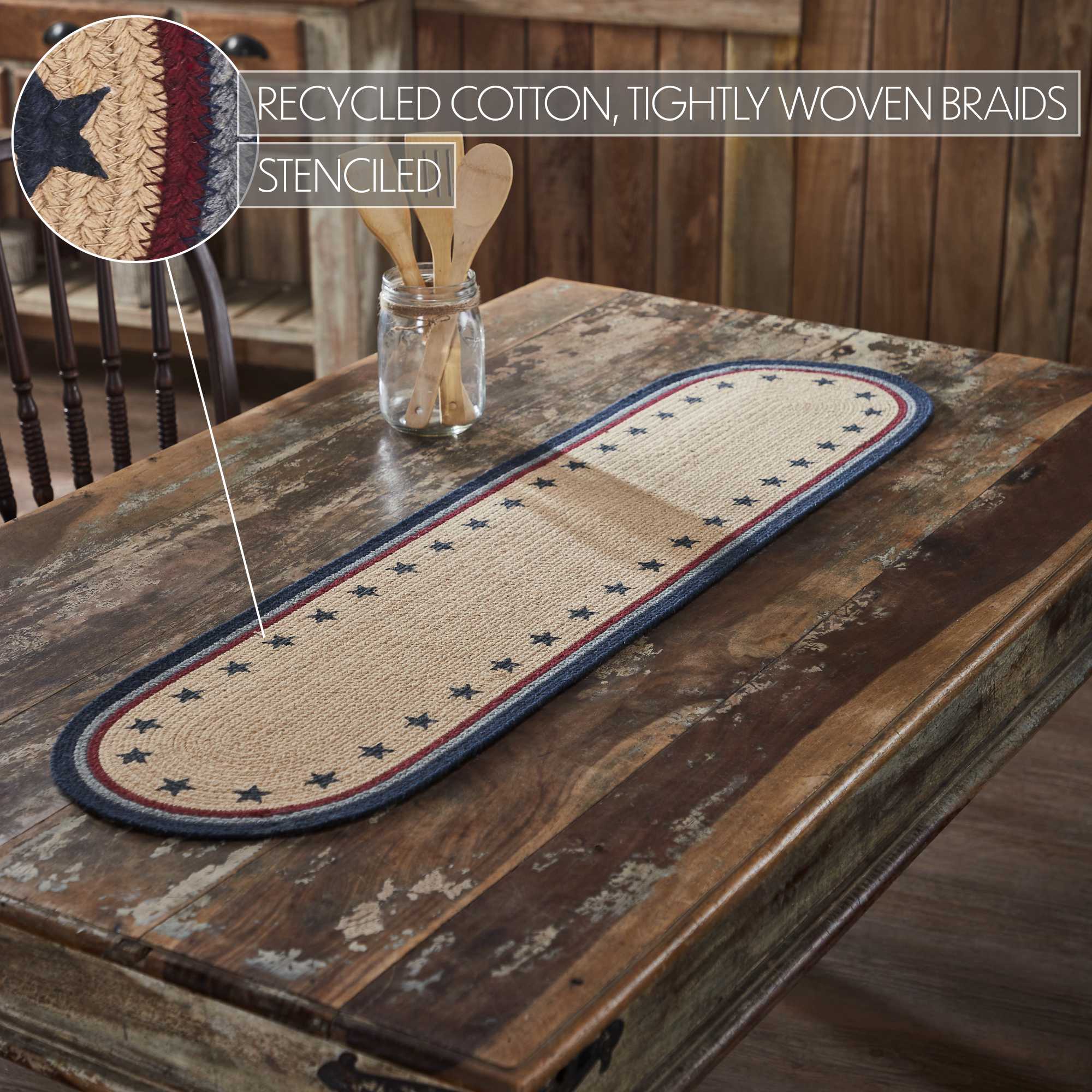 Americana Stencil Stars 48" Oval Table Runner - Image 5