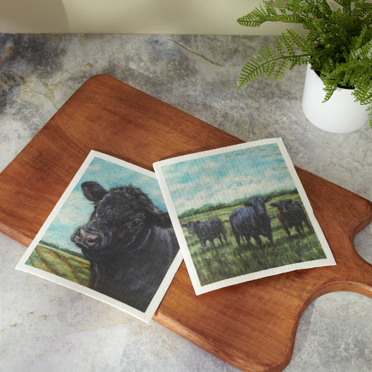 Angus Cows Swedish Dishcloth Set - Image 2