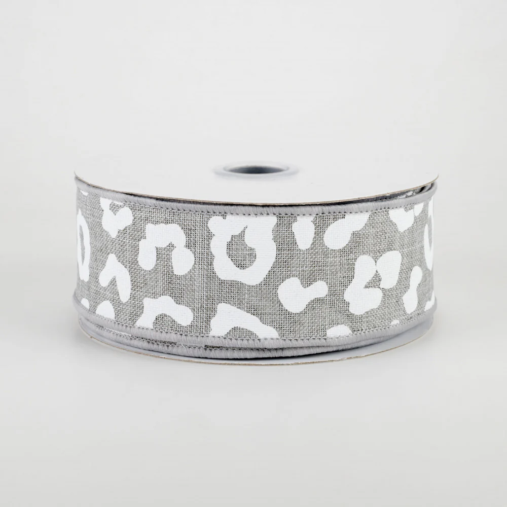 ๐ Animal Print Grey & White Ribbon 1.5" x 10 yards
