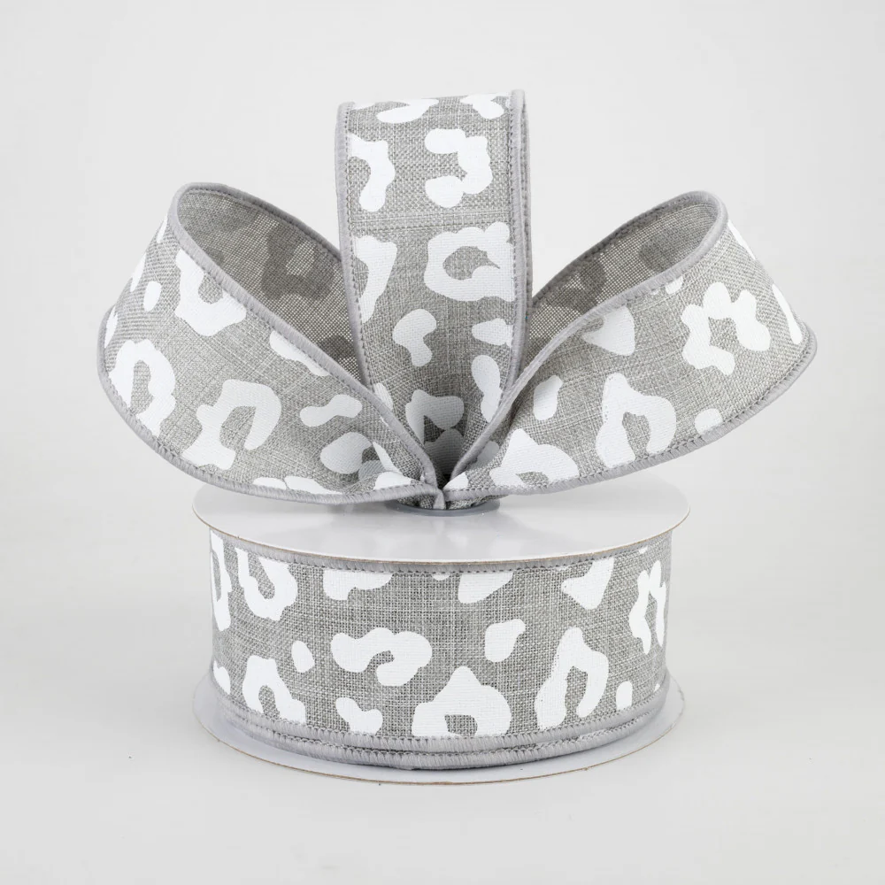 ๐ Animal Print Grey & White Ribbon 1.5" x 10 yards - Image 2