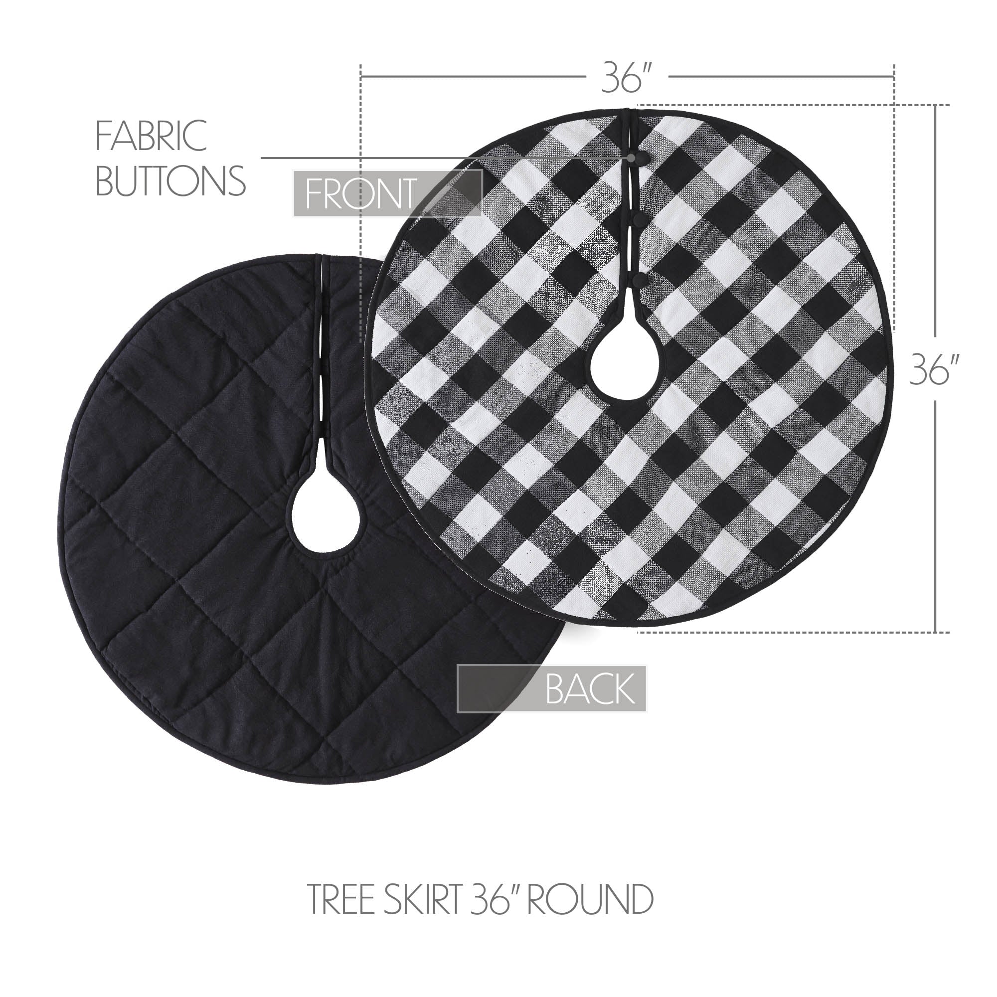 Annie Black Check Christmas Tree Skirt 36" Diameter - Image 4