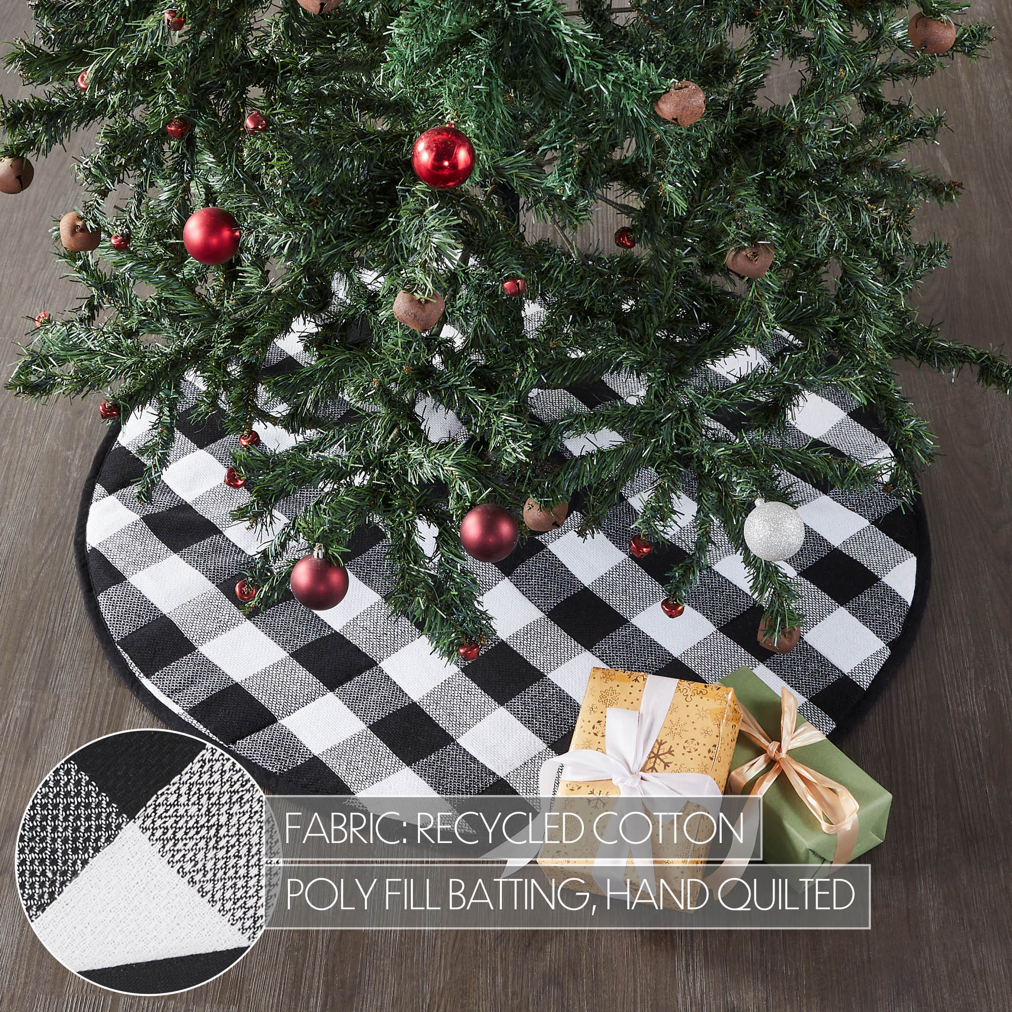 Annie Black Check Christmas Tree Skirt 36" Diameter - Image 5