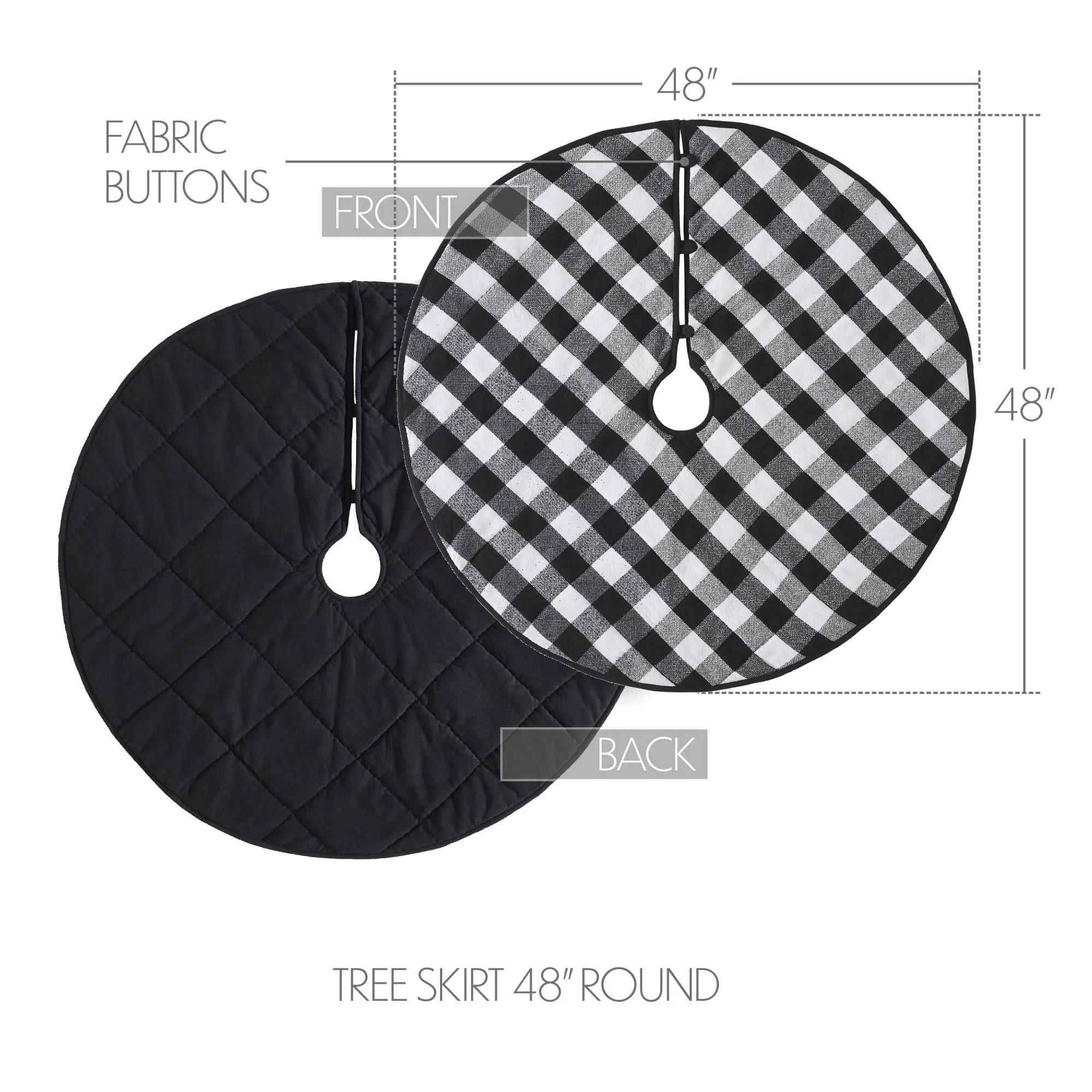 Annie Black Check Christmas Tree Skirt 48" Diameter - Image 4