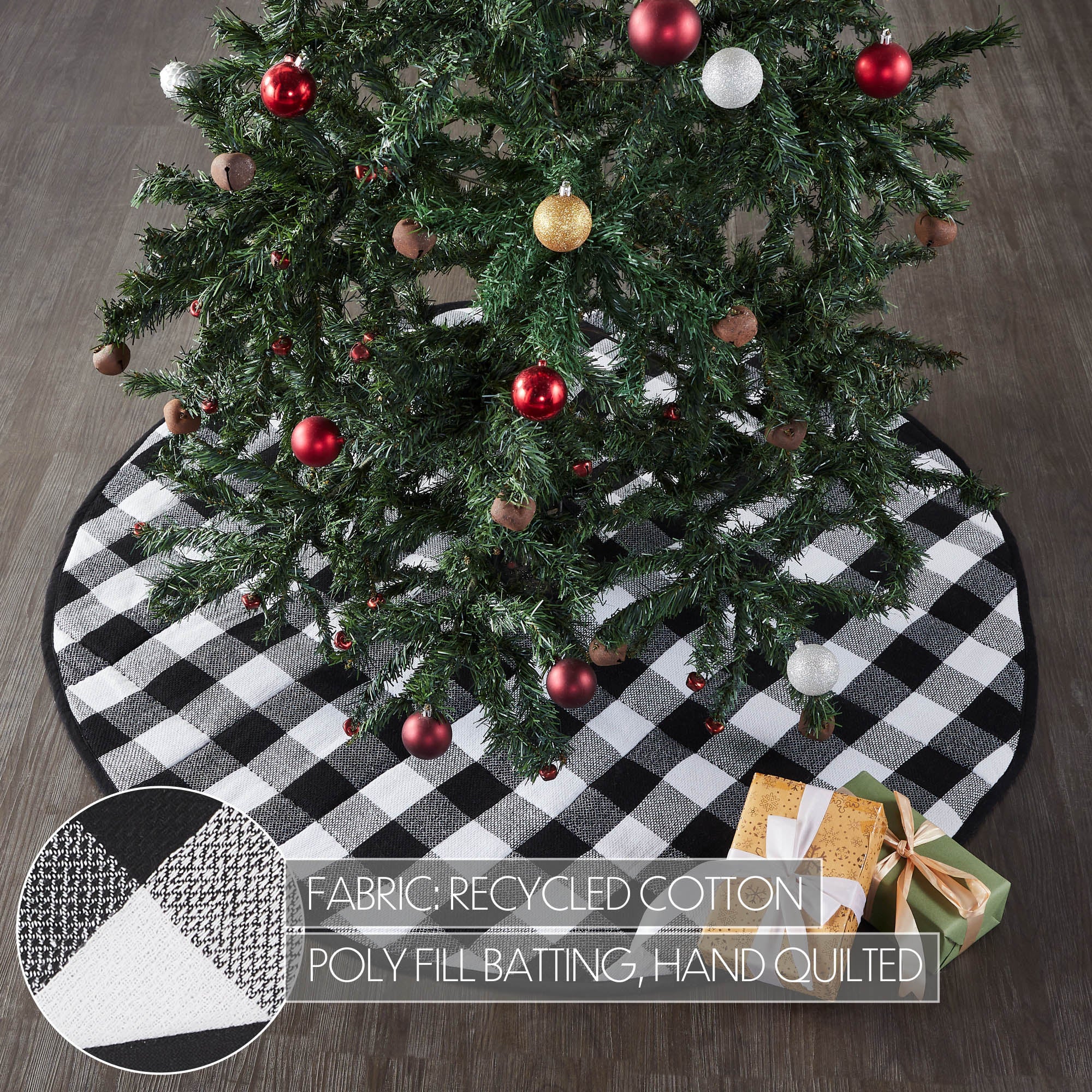 Annie Black Check Christmas Tree Skirt 48" Diameter - Image 5