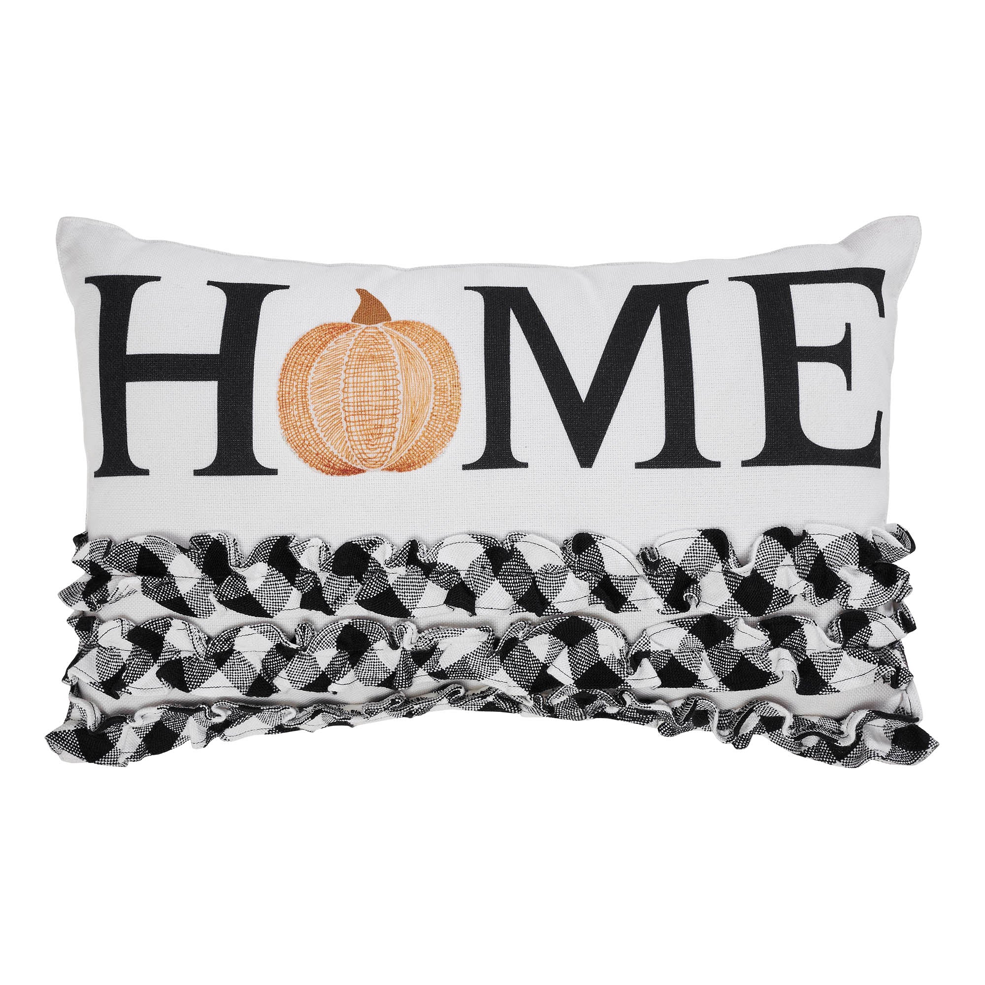 Annie Black Check Home Pumpkin Ruffle Accent Pillow - Image 2