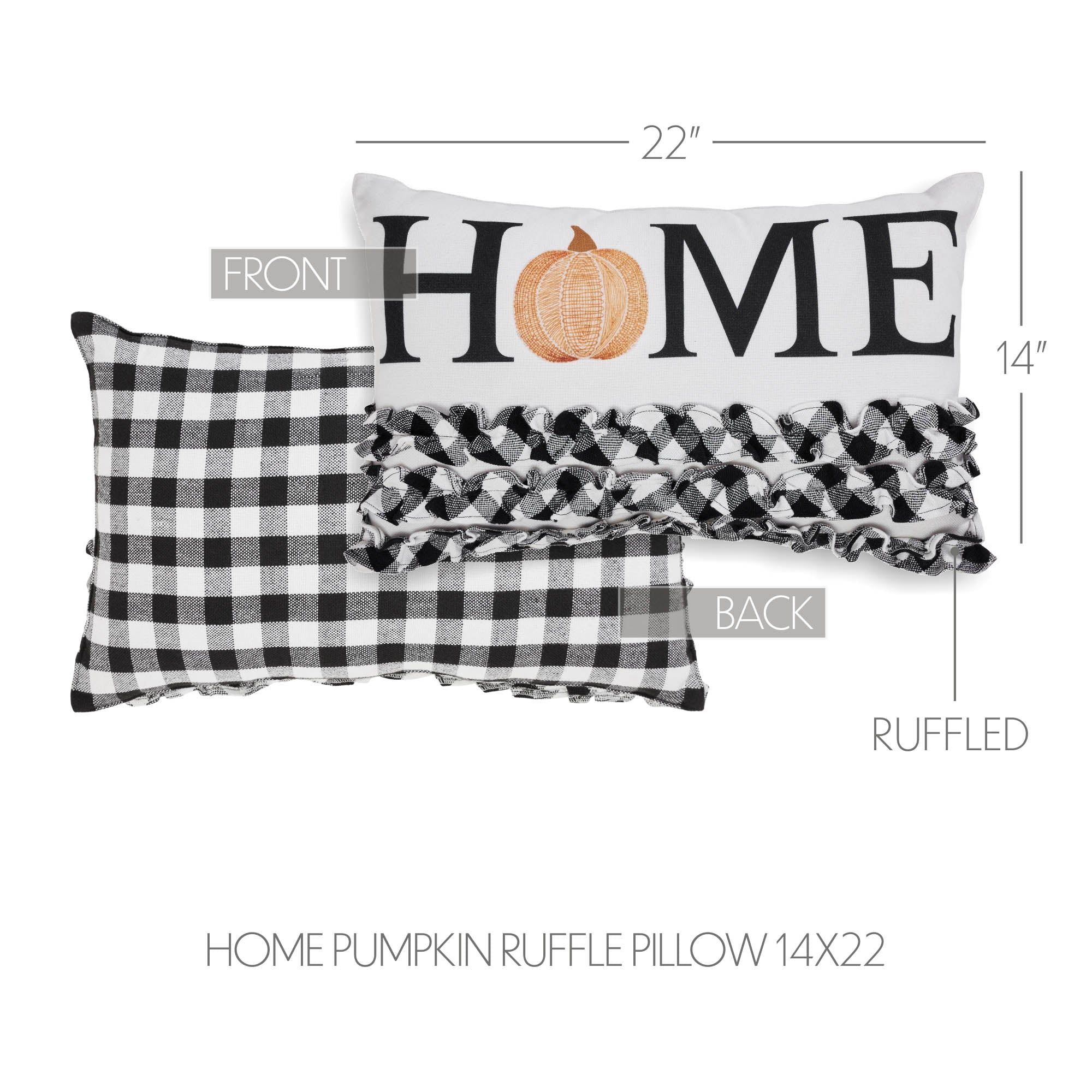 Annie Black Check Home Pumpkin Ruffle Accent Pillow - Image 3
