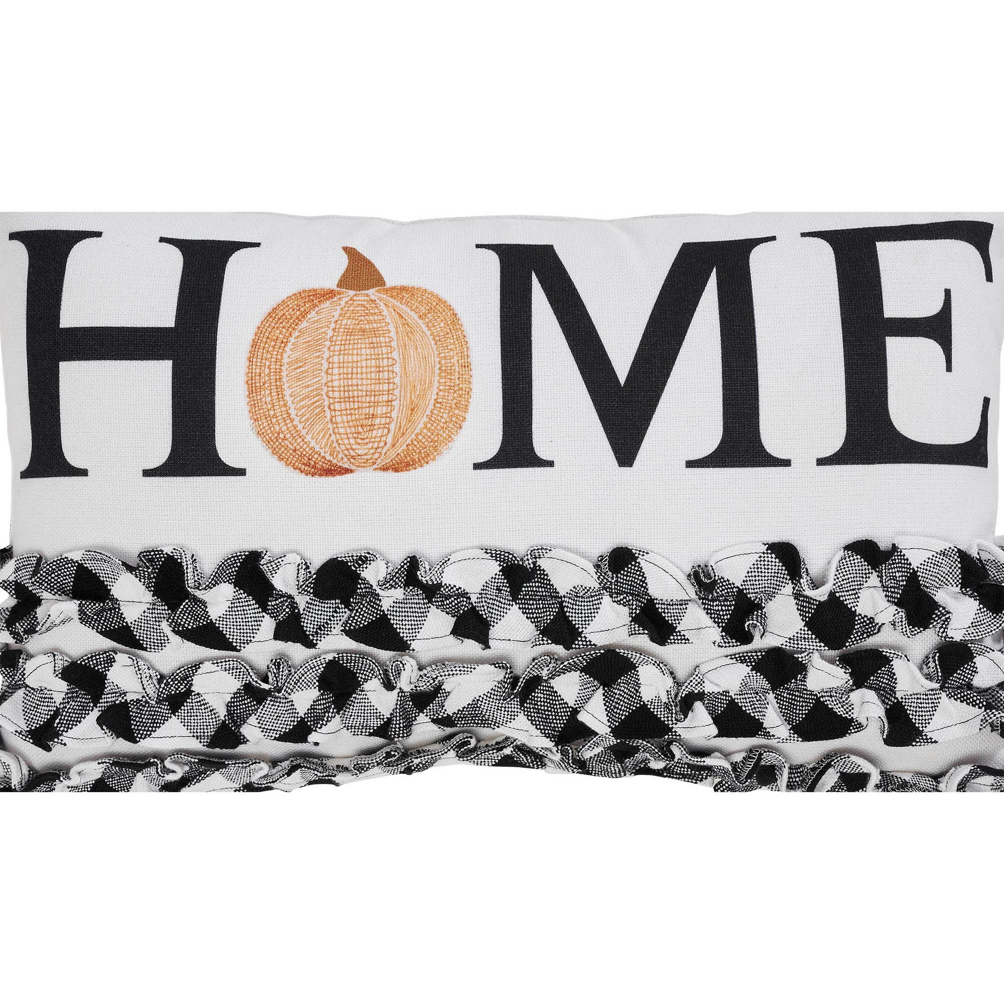 Annie Black Check Home Pumpkin Ruffle Accent Pillow - Image 4